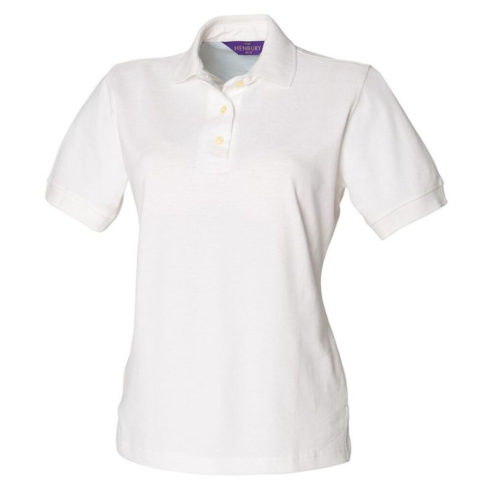 Henbury Womens/Ladies Classic Cotton Pique Polo Shirt / White